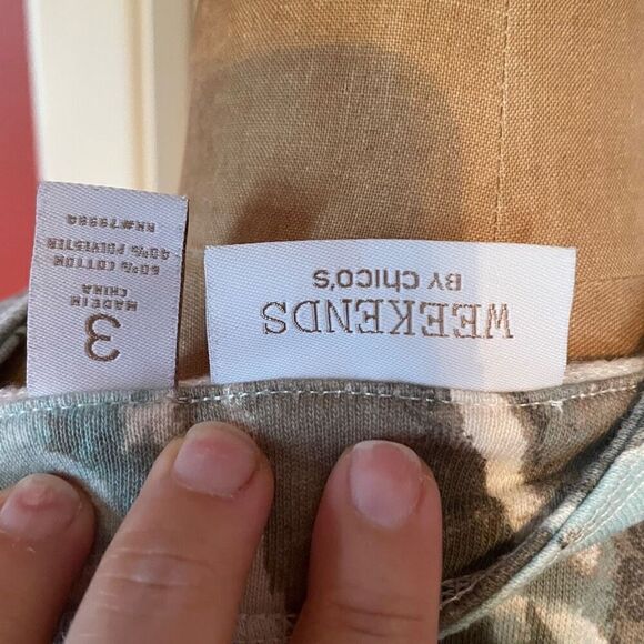 WEEKENDS BY CHICO’S | blue brown abstract pattern athletic jacket size 3 or L - Picture 5 of 5